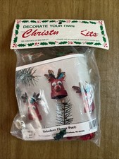 Vintage Merri Mac Christmas Craft Kits Reindeer Flower Pot Ornaments NOS