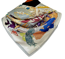 35"x35" Animal Party Print Pure Mulberry Satin Silk 14momme Scarf 88x88cm6-27