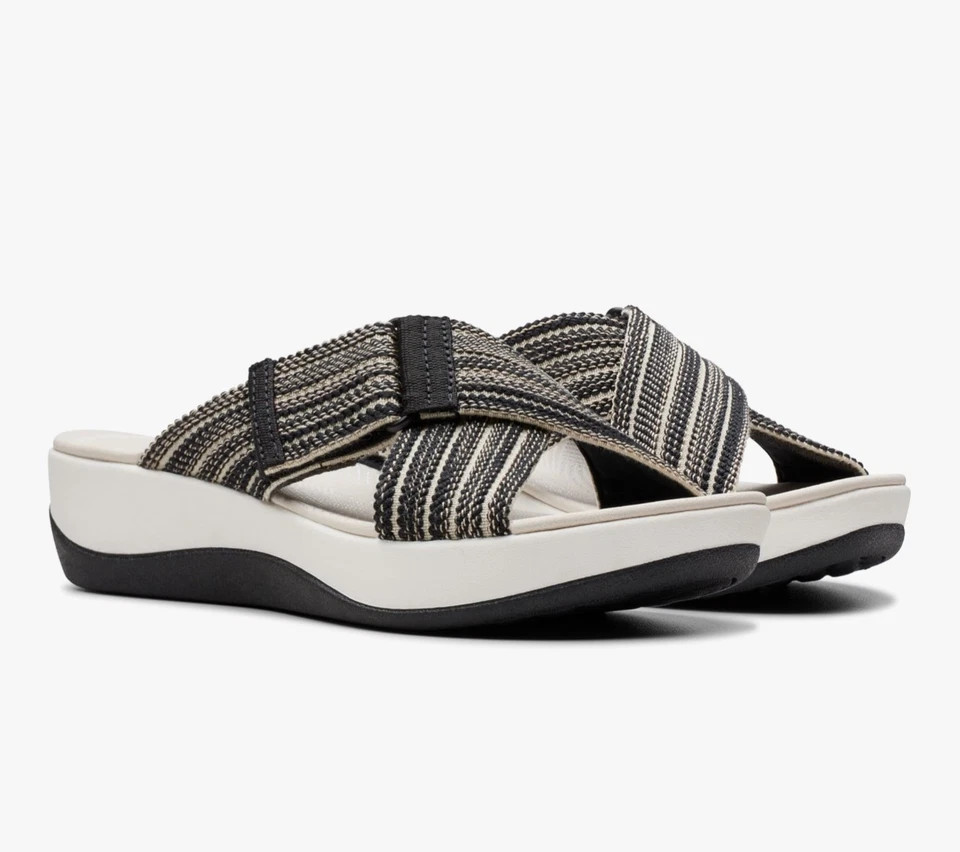 Nuevo CLARKS MUJER Arla Slide Wave Talla Regular US 12W Negro Combinación Foto 3 de 4