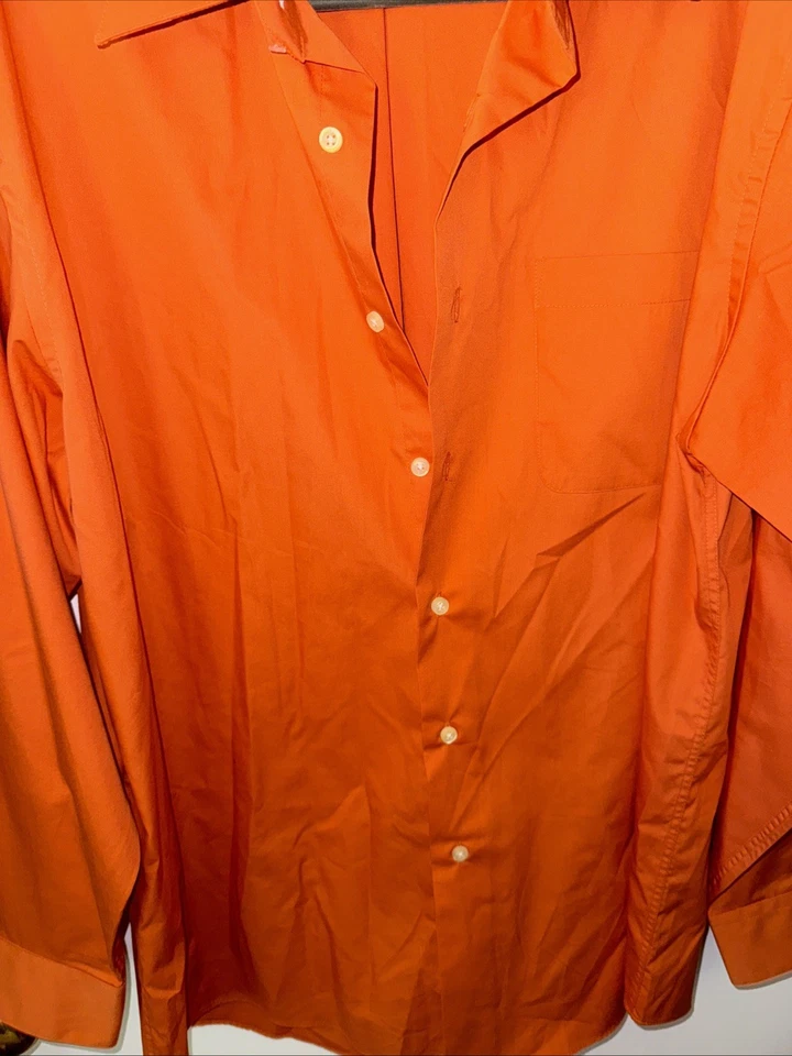 Chereskin Large 16 34/35 ORANGE Men’s Button Shirt Crisp - Image 4 of 4