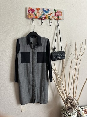 Tibi Black And Grey ShirtDress Size 8