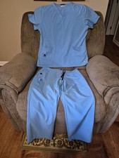 Carhartt Force Cross Flex Women's Scrub Set-Blue- Size Large Pants; Top-XL