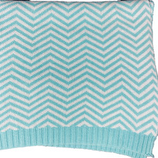 Blue and White Chevron Baby Blanket Cotton Sweater Knit Zig Zag Aqua Teal Lovey