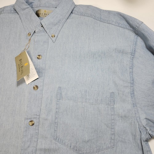 BILL BLASS Shirt Long Sleeve Buttoned Men`s 100% Cotton Size Medium Front Pocket - Picture 5 of 12