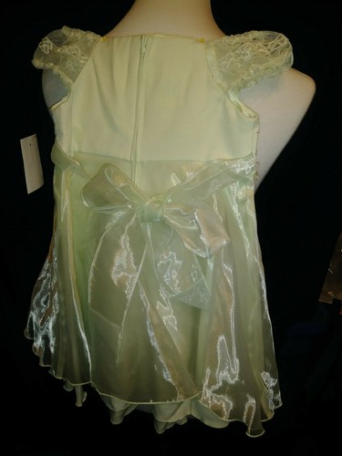 Vestido de organza verde menta 4T nuevo con etiquetas por Bonnie Jean manga gorra 2 capas de zócalo - Imagen 3 de 11