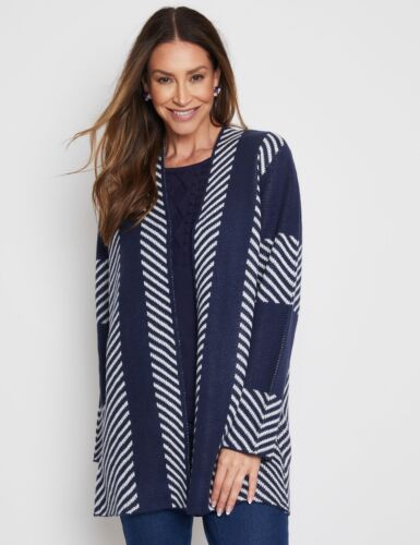 MILLERS - Womens Long Coat - Blue Winter Jacket - Feather - Zig Zag - Casual - Picture 1 of 6