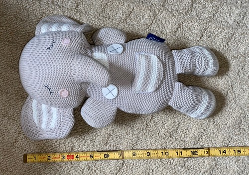 Living Textiles Australia Grey Theodore Elephant Plush Knit Stuffed Animal EUC - Picture 4 of 6