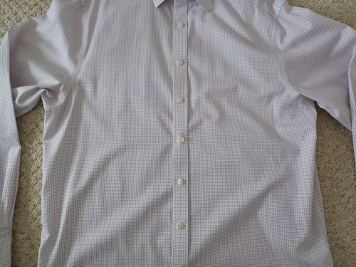 CHARLES TYRWHITT Cutaway Mini Grid Check Lilac Non-iron Classic Fit 16.5/36 - Picture 5 of 9