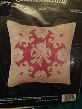 Needle Magic Dusty Rose Chainstitching 14" Pillow Kit #2102K - New Sealed!