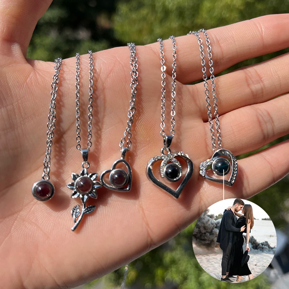 Collar de proyección de fotos personalizado, varios colgantes, imagen personalizada en el interior