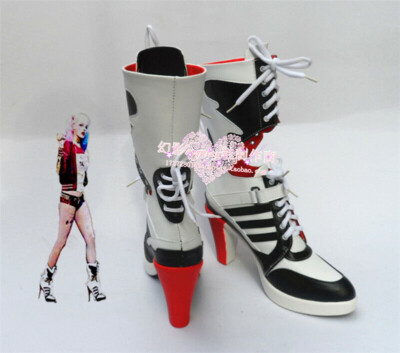 Harley Quinn Costume Shoes Harley Girl High Heels Boots Villain