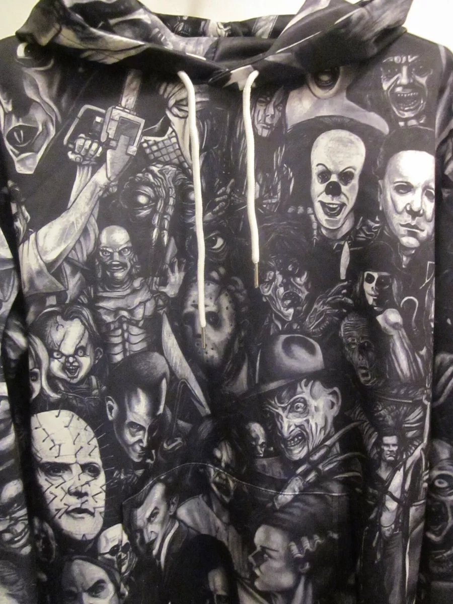 Horror hoodie discount black and white