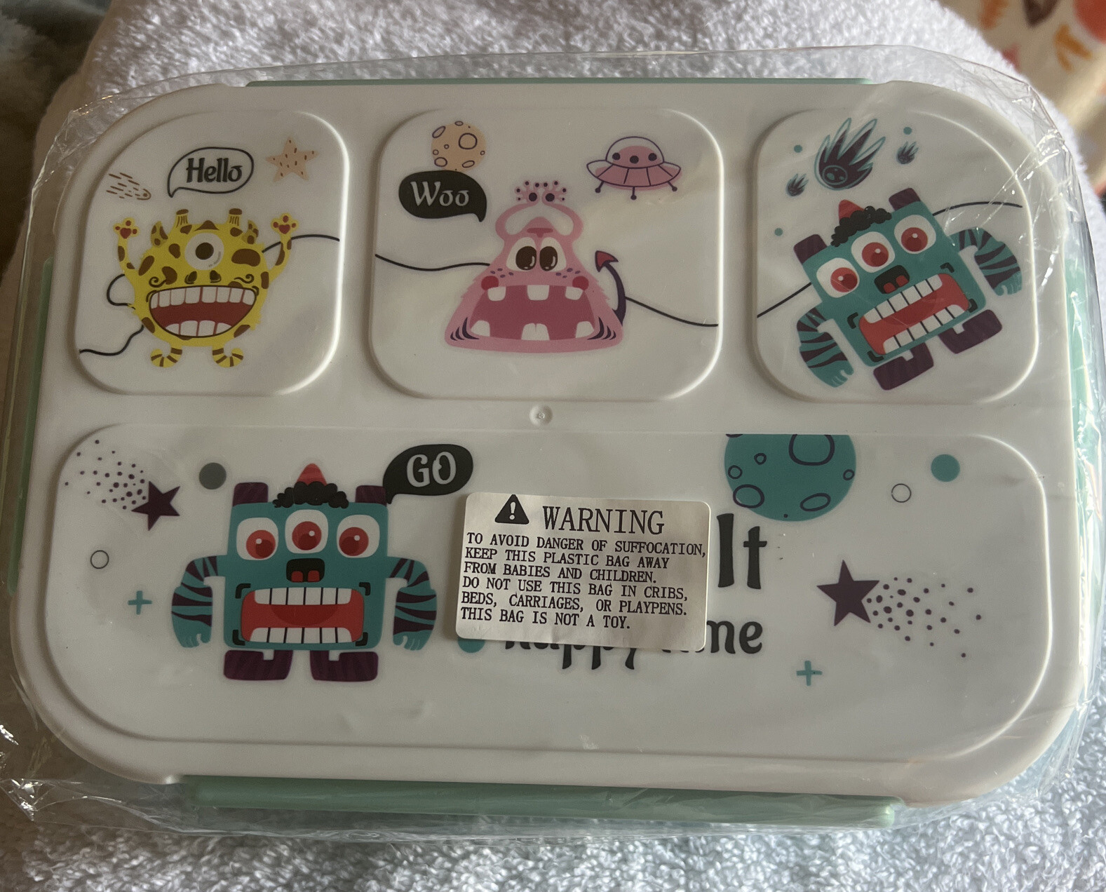 For Kids And Adults, 1300 Ml 4-compartment Crazy Robots Design