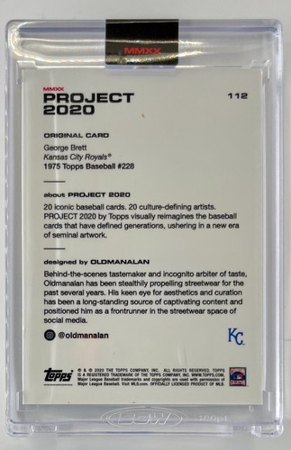 Topps PROJECT 2020 George Brett 1975 by Oldmanalan Card #112 Royals (PR /6558) - Picture 2 of 2