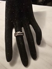 David Yurman X Crossover Sterling Silver Diamonds 6mm Ladies Band Ring Size 6