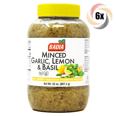 6x Jars Badia Minced Garlic Lemon & Basil | 32oz | Gluten Free & Kosher