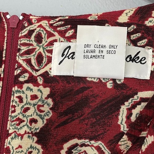 Maxi abito vintage Jamie Brooke taglia 18 rosso stropicciato rayon tribale boho anni 90 reticolo - Foto 9 di 12