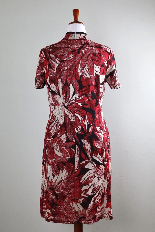 Vestido MING WANG $285 Floral Jacquard Elástico Tejido Inspirado en Asia Talla Mediana Foto 4 de 4