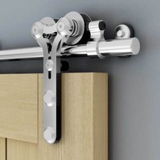 CCJH 4FT-16FT Stainless Steel Sliding Barn Door Hardware Kit Track for 1/2 Door