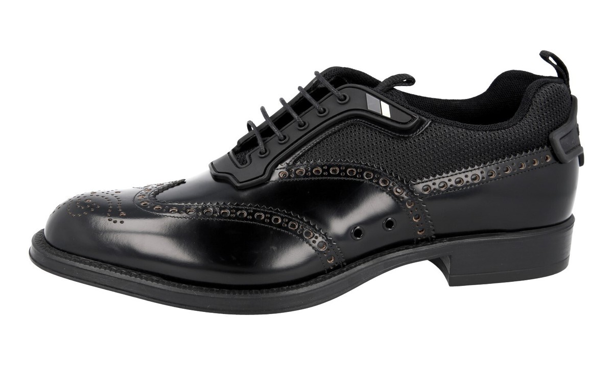PRADA Leather +Bike Crossover Sneaker Dress Shoes 2EG211 Black