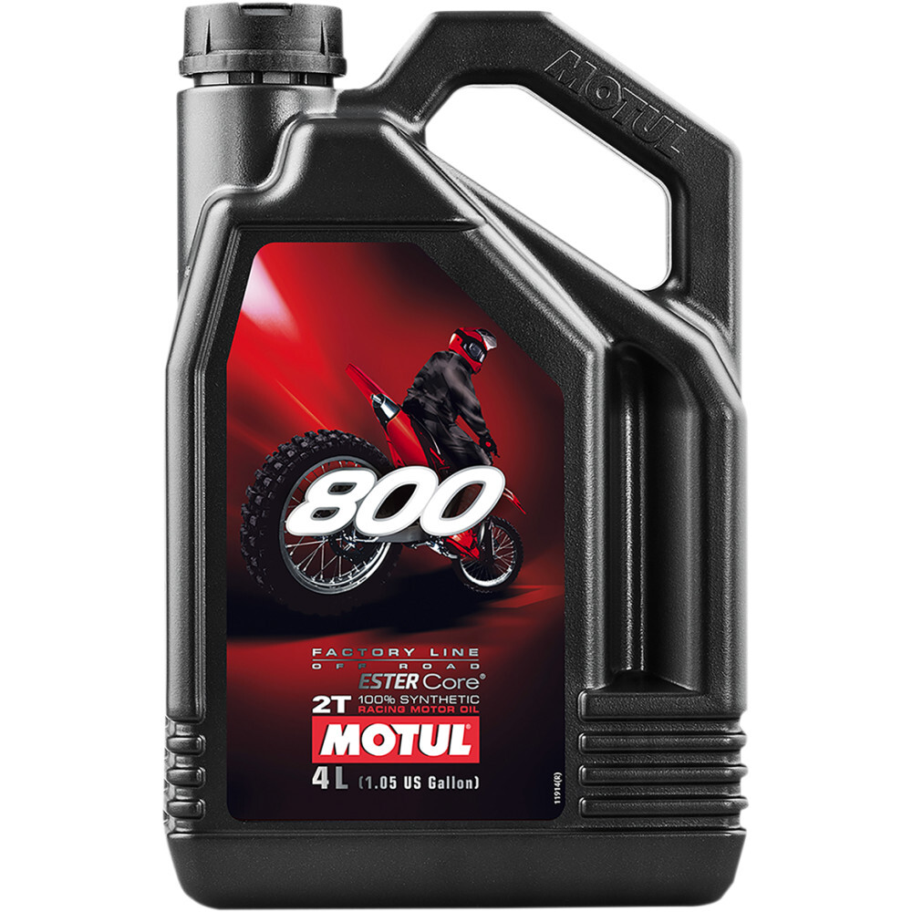 Motul 800 2T Full-Synthetic Off-Road Racing Premix 2-Stroke Oil, 4 Liter, 104039