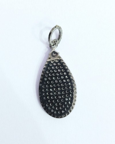 Pave diamond pendant diamond pendant 925 sterling silver pear shaped pendant. - Picture 8 of 12