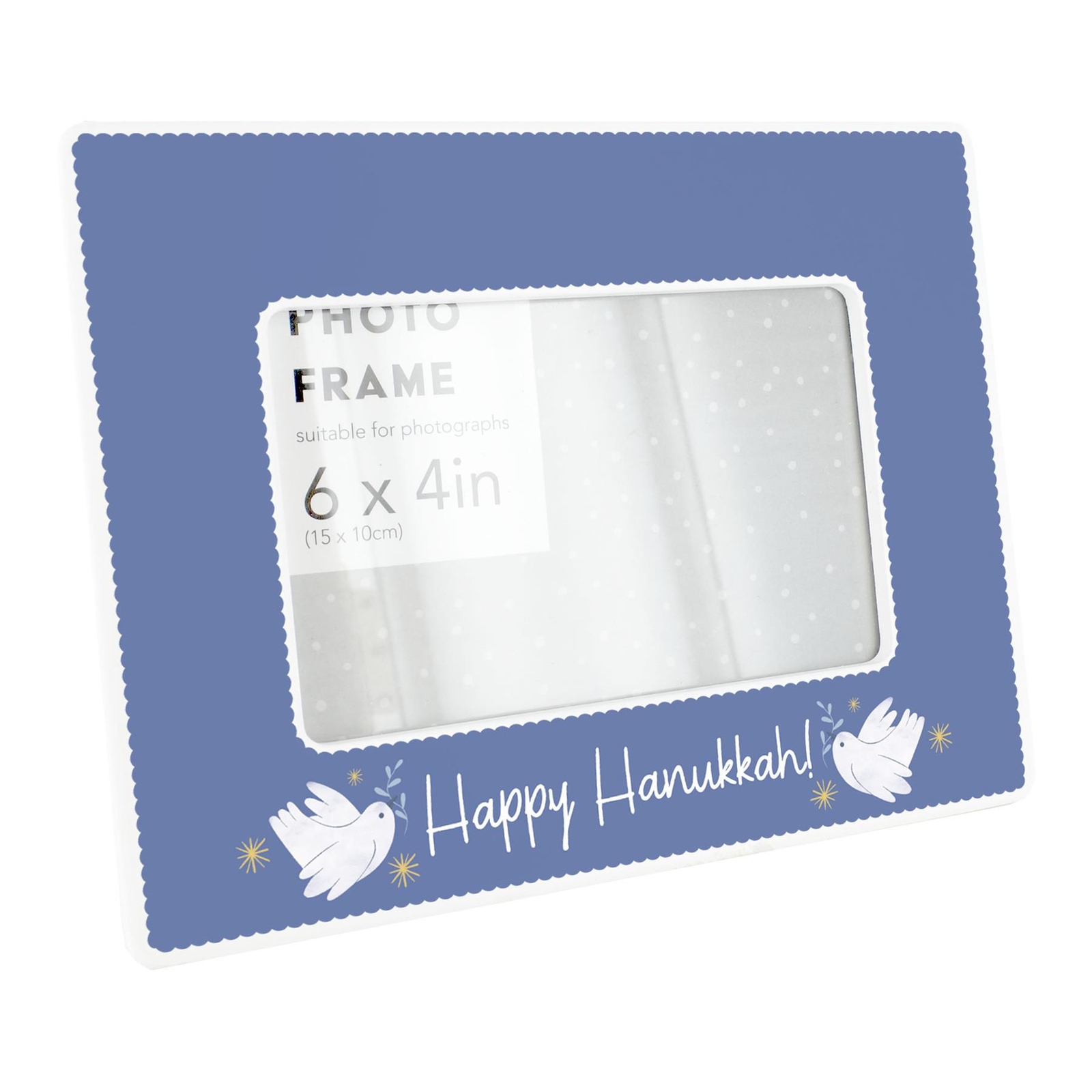 Happy Hanukkah Jewish Festival Blue Ceramic Tile Picture Frame