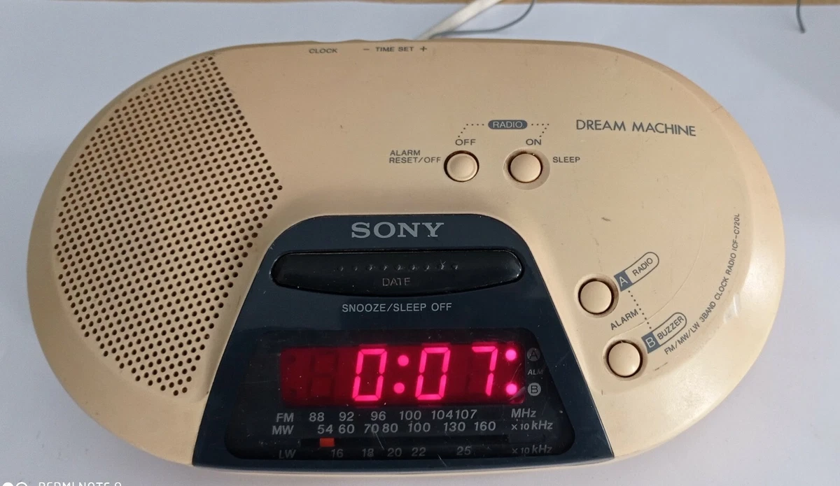 Raro sony fm/mw/lw 3band reloj radio icf-c720l dream machine