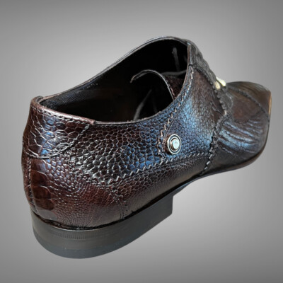 CESARE PACIOTTI LUXURIOUS BROWN GENUINE OSTRICH OXFORDS ITALIAN DESIGNER SHOES CESARE PACIOTTI LUXURIOUS BROWN OSTRICH OXFORDS US 8.5  main image 2