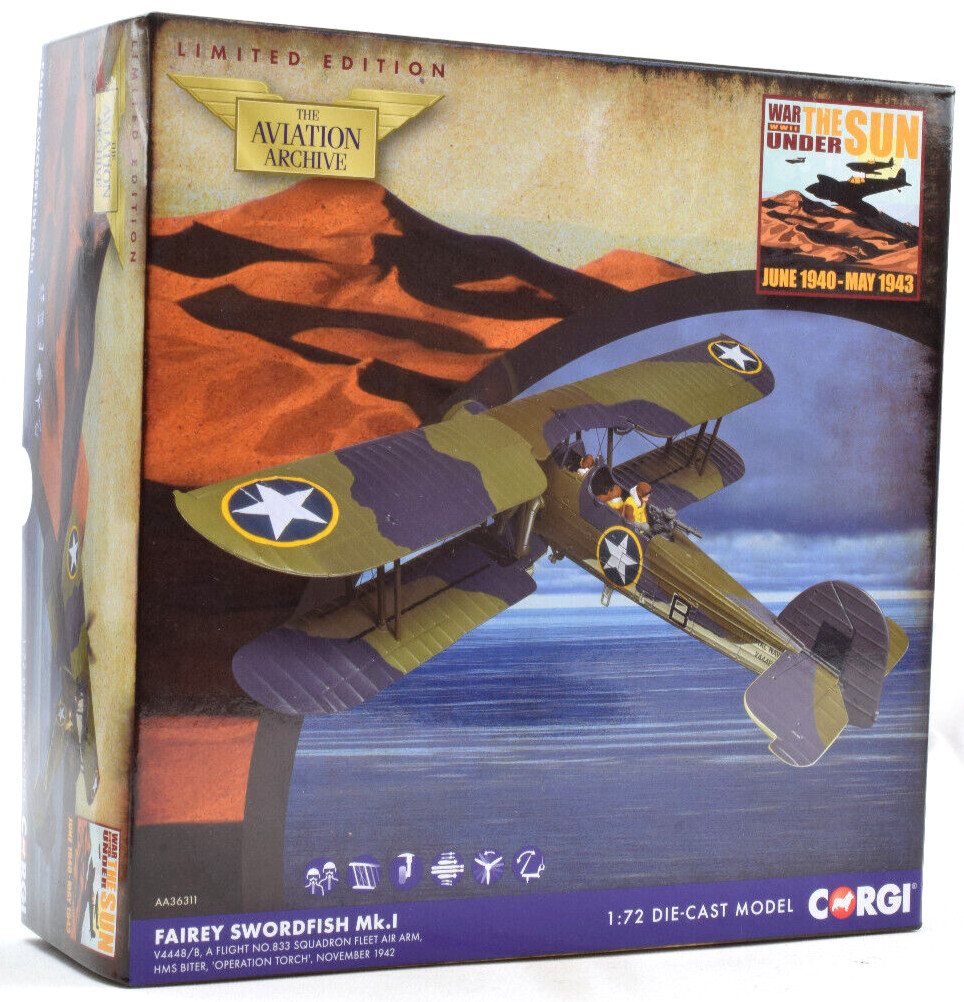 Corgi Fairey Swordfish MkСамолет I - Operation Torch отлитый под давлением в масштабе 172 AA36311 15890₽