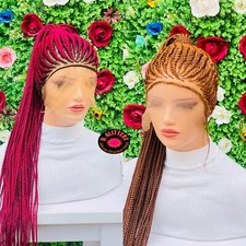 AFRICAN BRAIDED GHANA WRAPPED PONYTAIL WIGS ON 360 LACE CLOSURE 42"-45"
