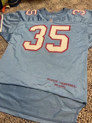 Vintage Houston Oilers Jersey Woody Campbell #35 52 Blue NFL Wilson RB - 第 7/8 張圖片