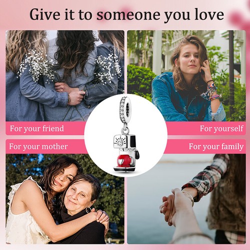 MULA Coffee Machine Pendant DIY Charm CZ For Women Bracelet 925 Sterling Silver - Picture 6 of 6