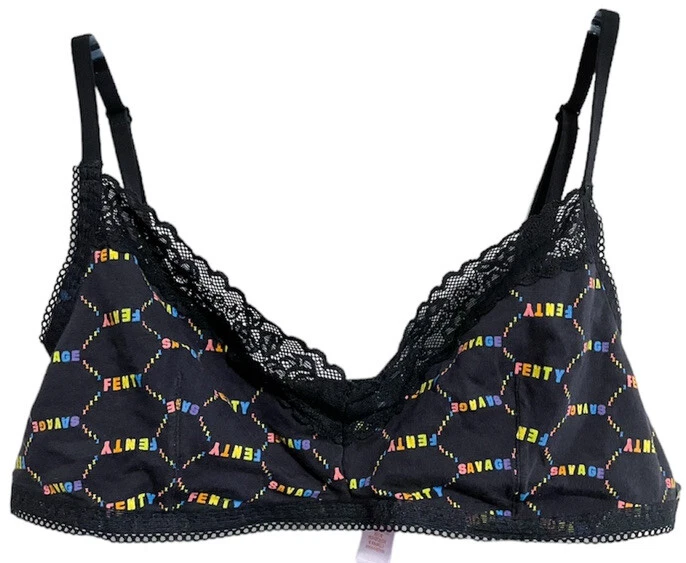 Savage X Fenty Cotton Essentials Bralette Pride Bra Black Caviar