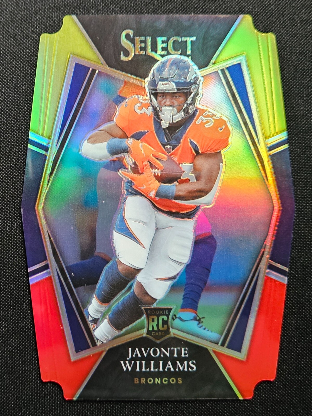 Javonte Williams 2021 Select Red & Yellow Die Cut Prizm Rookie #157 RC