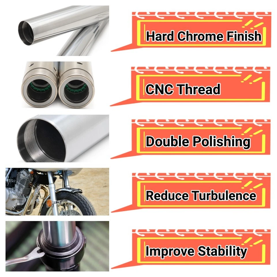 Tubos de horquilla cromados astilla 41 mm 45972-09 para Harley Touring 86-13 Road King FLHR Foto 2 de 4