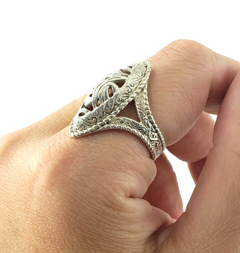 CP Stamped Sterling Silver Ring Size 9 Womens Artisan Boho Gypsy Hippie Filigree - Picture 4 of 9
