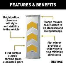 RETRAC 6" x 16" Aluminum Yellow Chevron West Coast Mirror Head