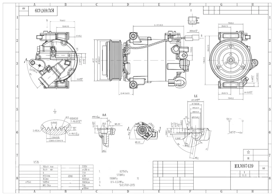COMPRESOR DE AIRE ACONDICIONADO PARA FORD B-MAX FIESTA TRANSIT COURIER 1.0 ECOBOOST Foto 2 de 4
