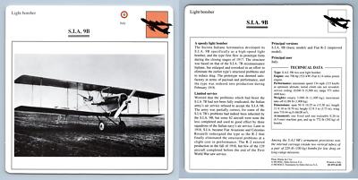 S.I.A. 9B - Light Bomber - Warplanes Collectors Club Card
