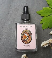 Rose water 15ml. Glass pipette bottle. Now organic 