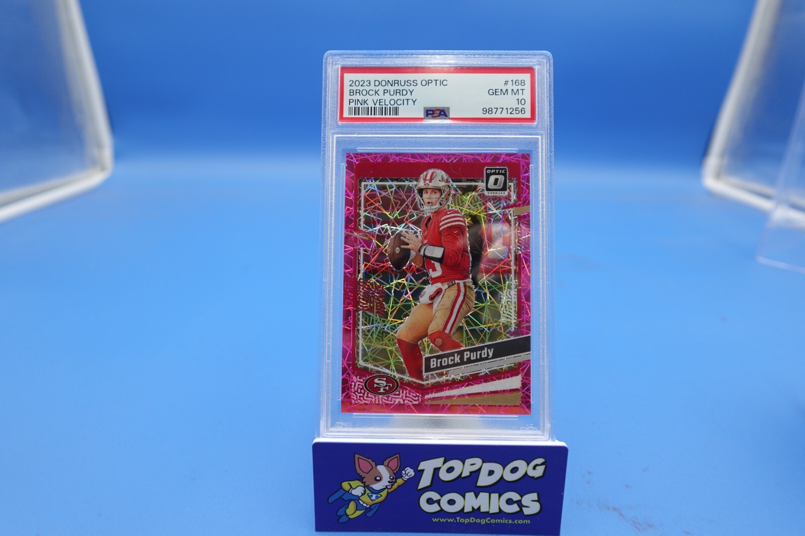 2023 Donruss Optic Brock Purdy #168 Pink Velocity /79 PSA 10 GEM MINT