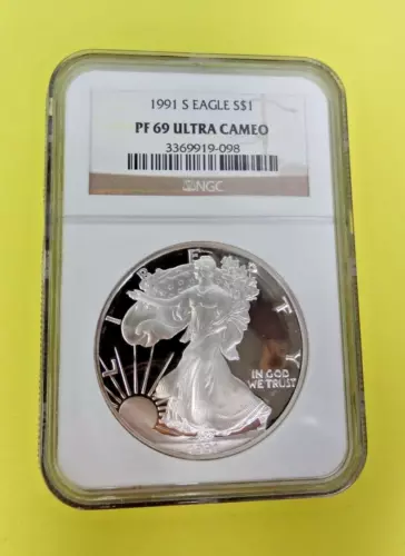 1991-S $1 Proof American Silver Eagle NGC PF69 Ultra Cameo