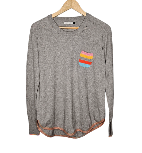 Suéter de Bolsillo Arco Iris ZAKET & PLOVER Para Mujer M Algodón Cachemira Gris Ligero