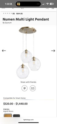 Quorum International 63 Numen 3 Light 15''W Multi Light Pendant - Brass