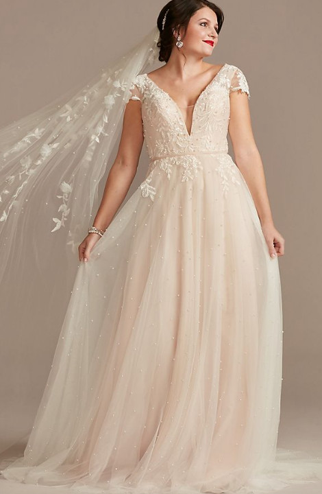 Oleg cassini cap clearance sleeve wedding dress