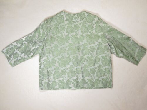 Vintage 1960s Skirt Jacket Set Large Green Floral Brocade Pam Paterson - Picture 4 of 10