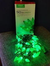 Walgreens Living Solutions Holiday 50 C6 LED Green String Christmas Lights 17'