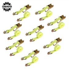 8 Piece Yellow Ratchet Straps J Hook 2 X 15 5000 Lbs Heavy Duty Tie Downs New