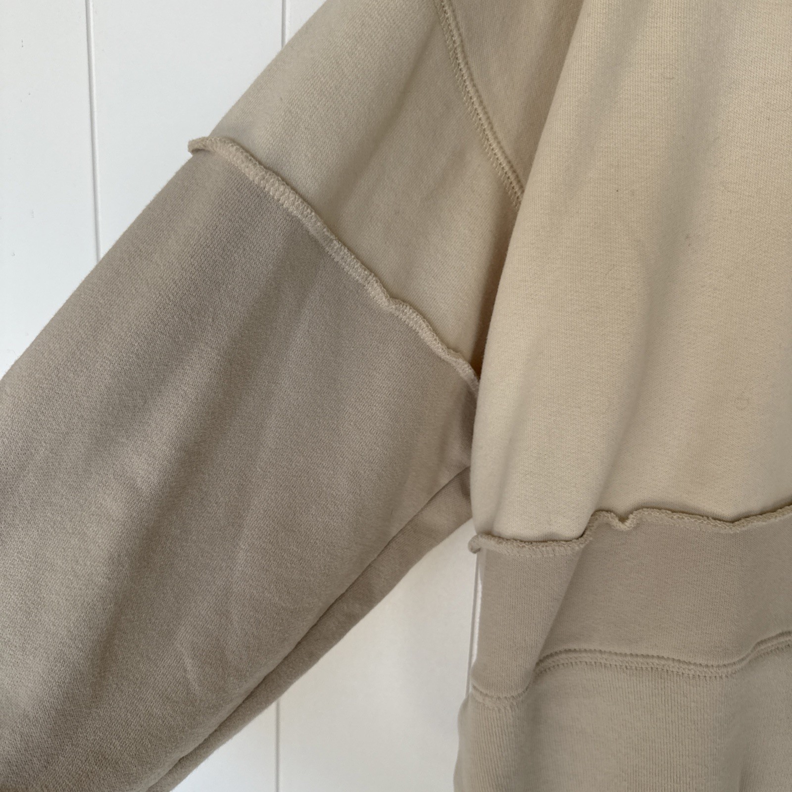 Abercrombie Neutral Beige Patchwork Crewneck Swea… - image 5